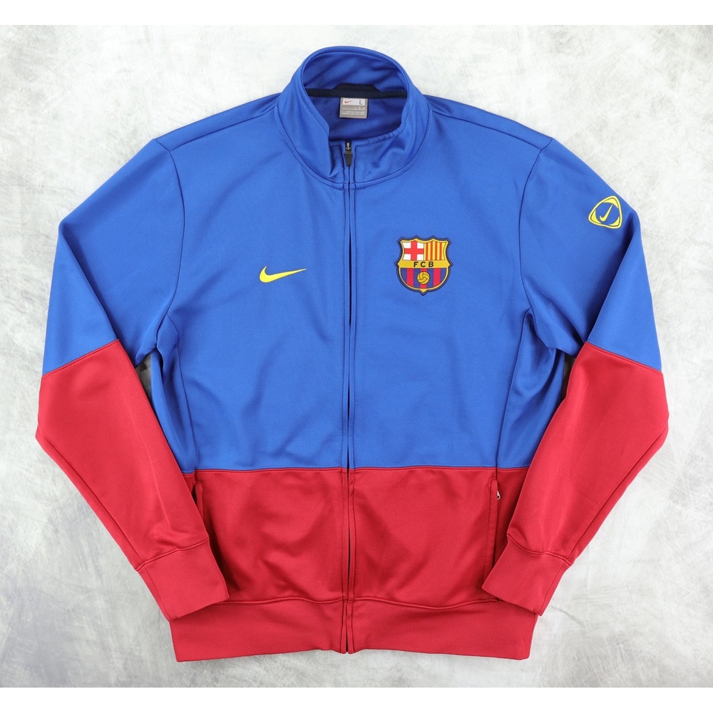 FC Barcelona Nike Track Jacket Mens Large Blue Red Full Zip Soccer 355036-496